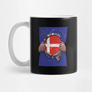 Denmark Flag European Union Flag Ripped Open - Gift for Danish From Denmark Mug